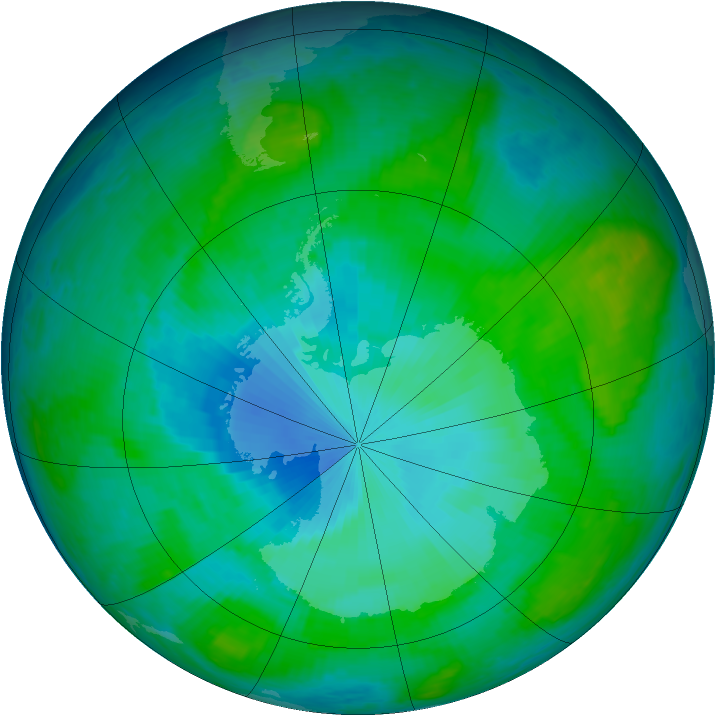 Antarctic ozone map for 19 January 2003